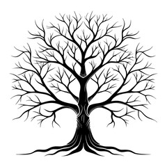 Obraz premium single tree line art vector. hand drawing line black and white tree