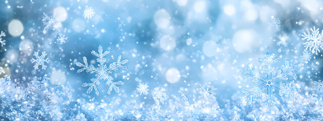 Obraz premium Winter Sky Filled with Glowing Snowflakes