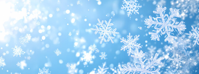 Winter Sky Filled with Glowing Snowflakes