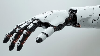 Futuristic robotic hand gesture invitation or command