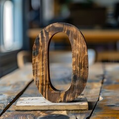 old wooden number 0 on table,Latter O Watercolor Texture Alphabetical Font Isolated Over The White Background,