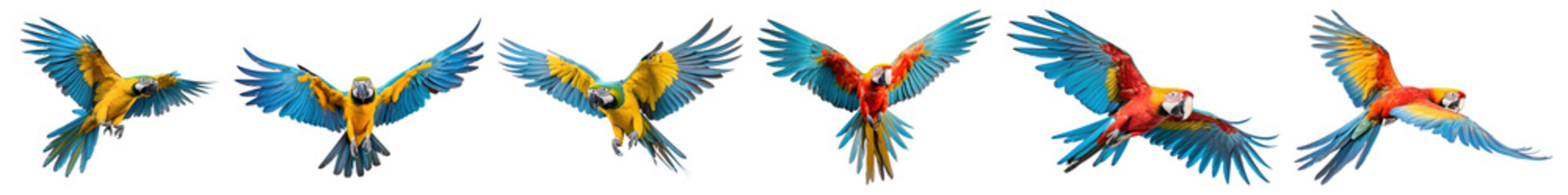 Obraz premium Flying parrot bird png cut out element set