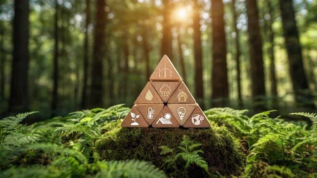 Circular economy concept for future business growth and environmental sustainability and reduce pollution for future business and environmental growth.4k Net zero emission concept 2050..Place for logo