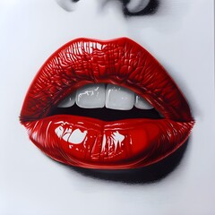 Close up of a woman39s lips with vibrant red lipstick perfect for beauty and cosmetics concepts,
