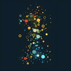 abstract background with circles write in number 1 on black background,
