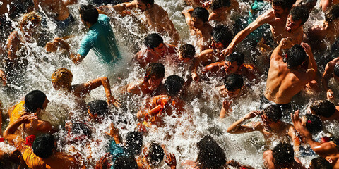 Wild Wipeout: A stampede of people careening out of control, causing mass confusion and destruction.