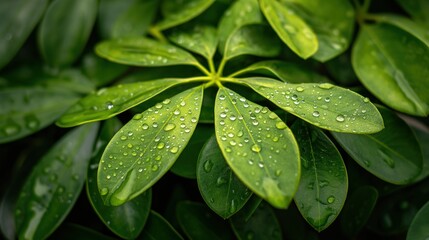 Close-Up of Dewy Leaves