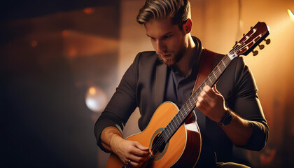 Obraz premium Close-Up of a Musician Playing an Instrument
