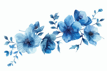 Floral Card Design with Blue Flowers Clipart