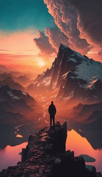 Hiker in the Mountains