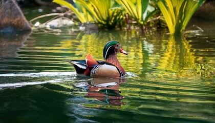 duck in the water swimming waterfowl wildlife pond