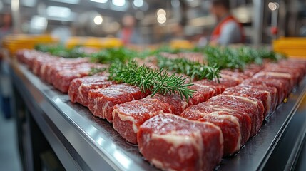 Production Line in a Food Factory Demonstrating Efficient Manufacturing Processes and Modern Machinery