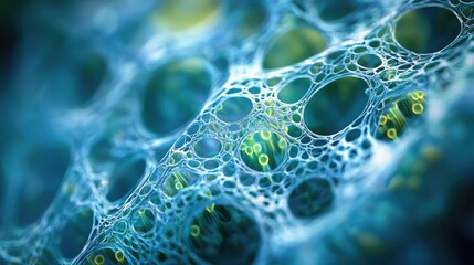 Macro view of plant cell plasmodesmata connections