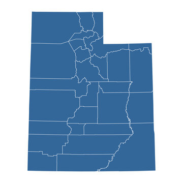 Vector outline map of Utah state divided into counties