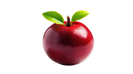 Red Apple with Green Leaves on Abstract Background