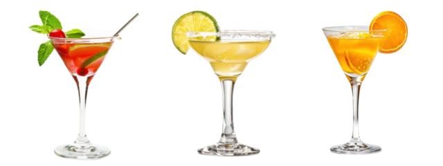 Cocktail drink png cut out element set