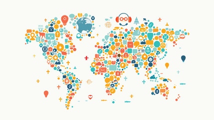 Fototapeta premium Global Communication Flat Vector Isolated on White Background