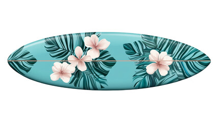 Tropical Surfboard with Floral Design