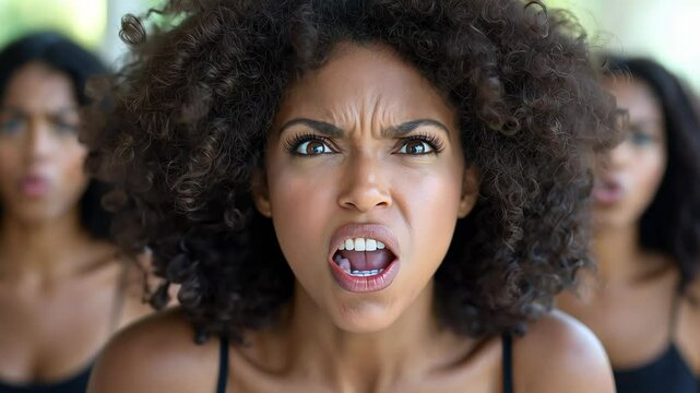 Young woman expressing shock and outrage