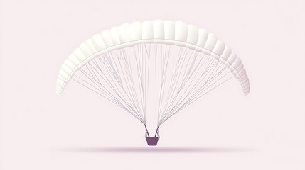 White paraglider vector on a pale lavender background with simple details, leaving room for text or design elements in a travel theme.