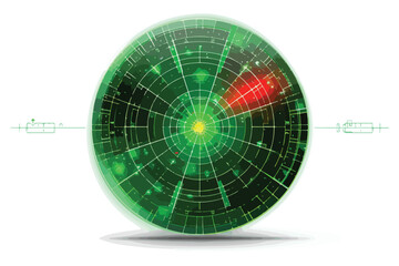 Green Radar Screen Vector Illustration for Technology