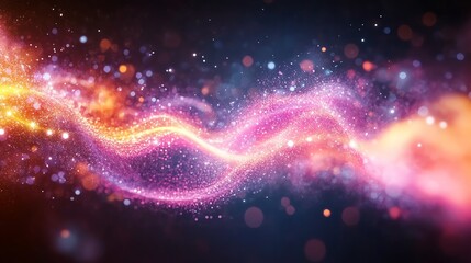 Fototapeta premium Abstract Pink and Yellow Glittering Wave