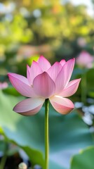 Fototapeta premium Lotus flower in natural sunlight, serenity and nature concept