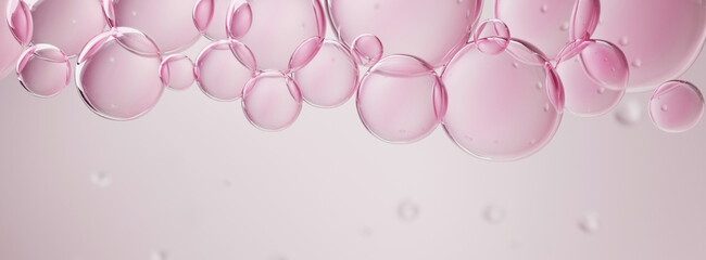  liquid bubbles. Collagen bubbles. Concept for cosmetics. 3d Cosmetic molecule Serum.	
