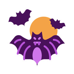 Halloween Bat With Moon
