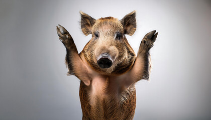 Wild Boar Standing With Both