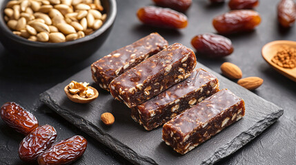dates being incorporated into an energy bar recipe, natural ingredients, homemade recipe, organic and healthy