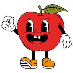 Retro Groovy Cartoon Fruit Character