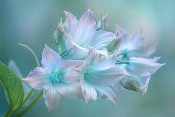 Delicate Beauty Pale Blue Flowers in Soft Focus, Natures Elegance on a Tranquil Background