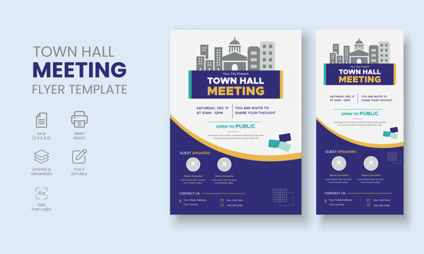 Town Hall Meeting Flyer Templates,Town Hall DL Flyer, City Hall Flyer and Poster, Roll up banner