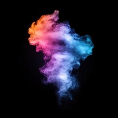 Bubble speech made of colorful smoke, dissolving into the air, set against a moody, dark background, mystical and atmospheric