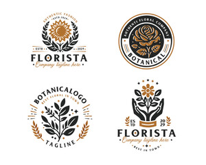 Fototapeta premium Set bundle nature floral botanical salon logo design for business company