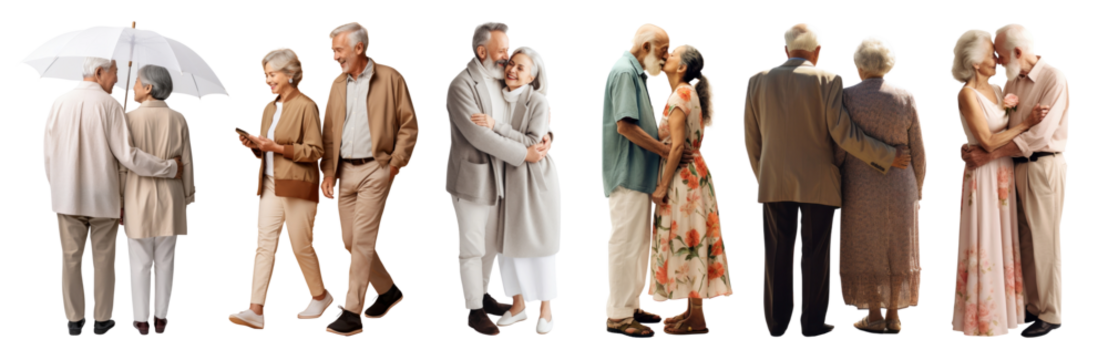 Diverse senior couple png cut out element set - Powered by Adobe