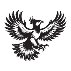 Obraz premium Harpy Eagle Silhouette Design, Eagle Clipart Graphic, Eagle Bird vector illustration in black and white