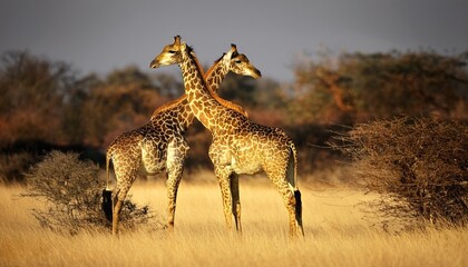 Obraz premium Sleek gold giraffe with patterned spots