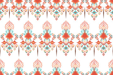 Multi colored horizontal stripe pattern. Geometric ethnic flower pattern for background,fabric,wrapping,clothing,wallpaper,Batik,carpet,embroidery style.Abstract geometric pattern.