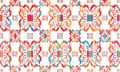 Multi colored horizontal stripe pattern. Geometric ethnic flower pattern for background,fabric,wrapping,clothing,wallpaper,Batik,carpet,embroidery style.Abstract geometric pattern.