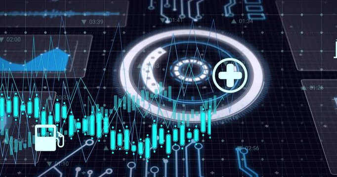 Animation of digital data processing over circuit board