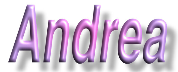 Andrea - pink color - female name - three-dimensional effect tubular writing - Vector graphics - Word for presentations, greetings, banners, card, prints, cricut, silhouette, sublimation	