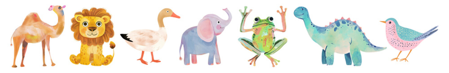 Cute animal illustration  png cut out element set