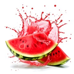 Watermelon slices with splash of juice