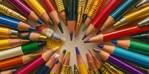 Shell Shocked Stationery: Bullet casings surround neatly organized pens, pencils, and sticky notes.