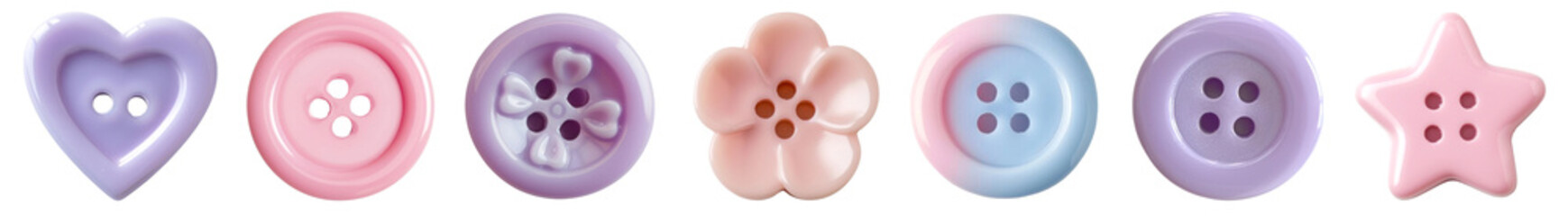 Cute clothes button png cut out element set