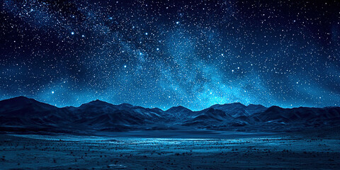Fototapeta premium Mountain landscape against the background of a starry sky
