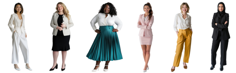 Diverse business people full body png cut out element set