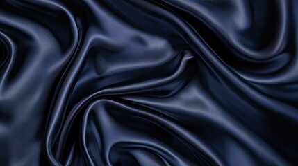 Fototapeta premium Navy blue elegant soft silk satin background with space for design